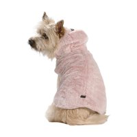 Snooza Wear Faux Fur Dog Coat with Hood Pink